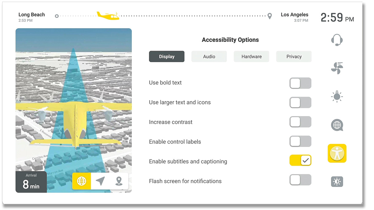 Accessibility screen setting where users can select for their own preferences