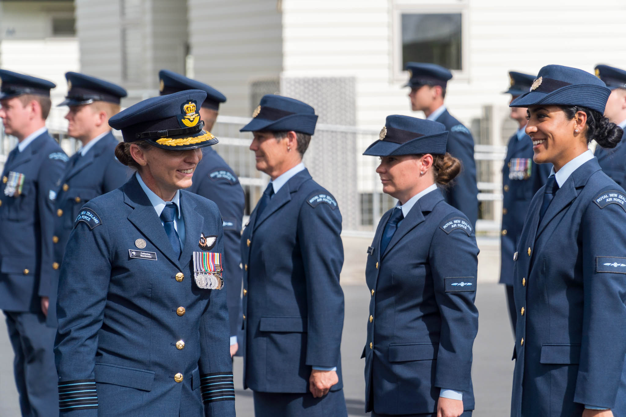 Group Captain Catherine MacGowan and members of the Royal New Zealand Air Force during parade.